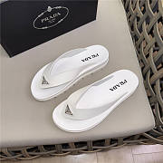 Prada Triangle-Logo Flip Flops White - 4