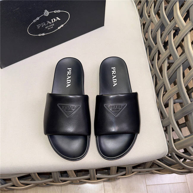 Prada Triangle-logo Pool Slides Black - 1