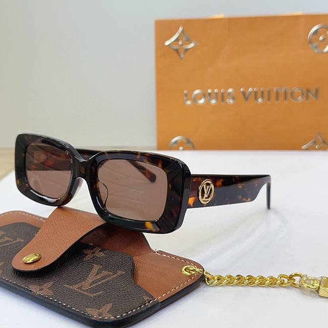 LV Circle Rectangle Sunglasses Brown Z2421W - 1