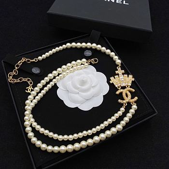 Chanel Necklace Gold Pearl 11