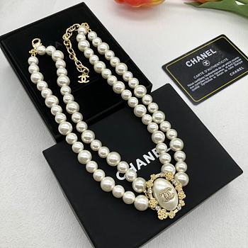 Chanel Necklace Gold Pearl 12