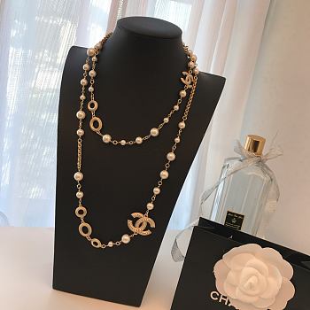 Chanel Necklace Gold Pearl 62