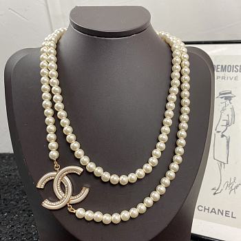 Chanel Necklace Gold Pearl 77