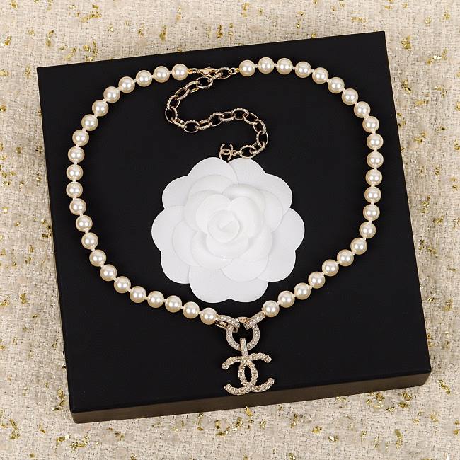 Chanel Necklace Gold Pearl 95 - 1