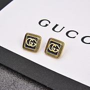 Gucci Earrings Gold Black Square 303 - 3