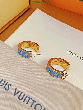 Louis Vuitton Earrings Gold Blue KJ6776