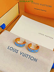 Louis Vuitton Earrings Gold Blue KJ6776 - 3
