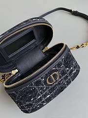 Dior Caro Vanity Black Tweed Makeup Bag Size 16×8×9cm - 2