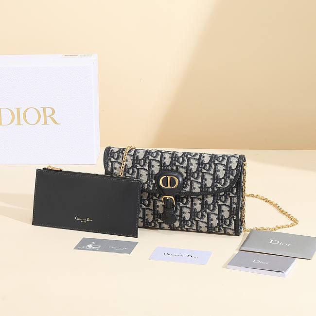 Dior Chain Handbag Blue Oblique B930292 Size 21x12x4cm - 1