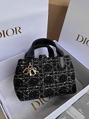 Dior Toujours Handbag Tweed Trumpet Black Size 23×15×15cm - 3