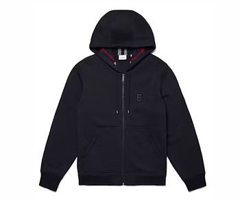 Burberry Letter Graphic Cotton Blend Zip Hoodie Black