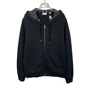 Burberry Letter Graphic Cotton Blend Zip Hoodie Black - 2