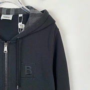 Burberry Letter Graphic Cotton Blend Zip Hoodie Black - 4