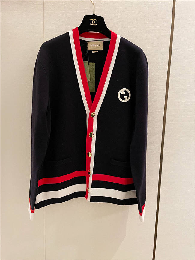 Gucci Cardigan Sweater Top Version Red Black - 1