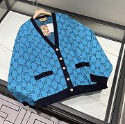 Gucci Cardigan Wool Jacquard Blue - 1