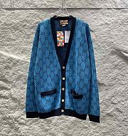 Gucci Cardigan Wool Jacquard Blue - 2