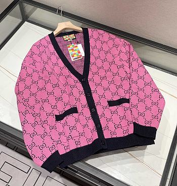 Gucci Cardigan Wool Jacquard Pink