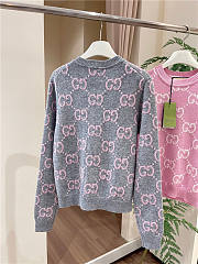 Gucci Cardigan Wool Top Version Grey Pink - 6