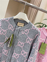 Gucci Cardigan Wool Top Version Grey Pink - 5