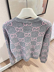 Gucci Cardigan Wool Top Version Grey Pink - 4