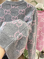 Gucci Cardigan Wool Top Version Grey Pink - 3