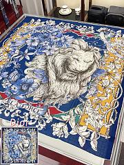 Dior Cashmere Lion Square Scalf 1117 Blue Size140x140cm - 3