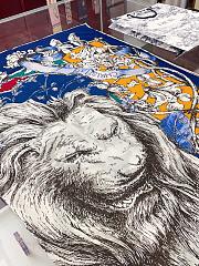 Dior Cashmere Lion Square Scalf 1117 Blue Size140x140cm - 2