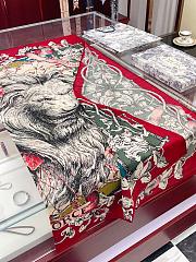 Dior Cashmere Lion Square Scalf 1117 Red Size140x140cm - 3