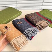 Gucci Bee Embroidery Scarf Beige 1140 Size 200x35cm - 5