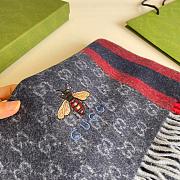 Gucci Bee Embroidery Scarf Blue 1140 Size 200x35cm - 4