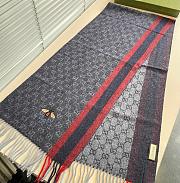 Gucci Bee Embroidery Scarf Blue 1140 Size 200x35cm - 5