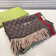 Gucci Bee Embroidery Scarf Brown 1140 Size 200x35cm - 4