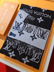 LV Monogram Cashmere Scarf Black 1154 Size 186x34cm - 3