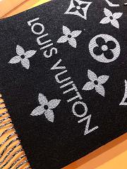 LV Monogram Cashmere Scarf Black 1154 Size 186x34cm - 4