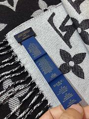 LV Monogram Cashmere Scarf Black 1154 Size 186x34cm - 6