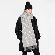 LV Monogram Cashmere Scarf Grey 1154 Size 186x34cm - 2