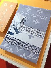 LV Monogram Cashmere Scarf Grey 1154 Size 186x34cm - 4