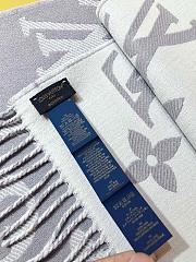 LV Monogram Cashmere Scarf Grey 1154 Size 186x34cm - 5