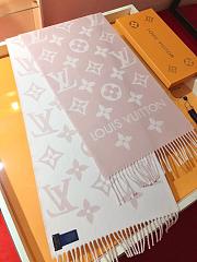 LV Monogram Cashmere Scarf Pink 1154 Size 186x34cm - 4
