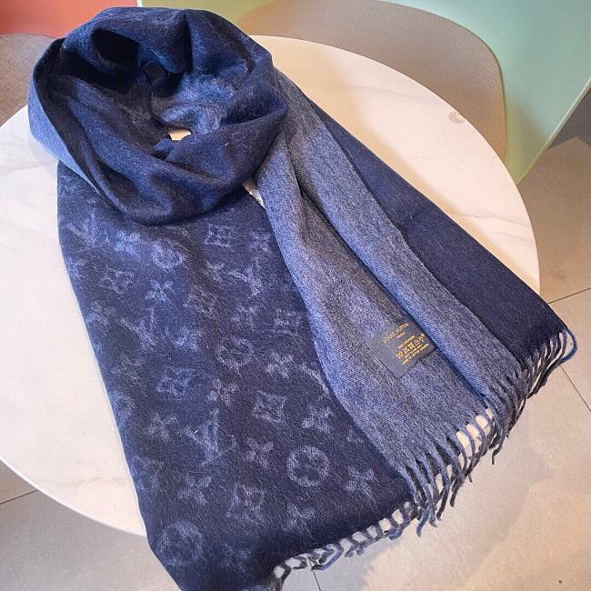 LV Monogram Scarf Blue 1147 Size 200x35cm - 1