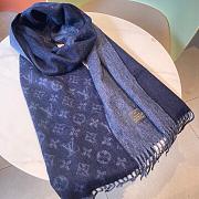 LV Monogram Scarf Blue 1147 Size 200x35cm - 1