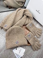 Moncler Wool Beanie Scalf Gloves Set Beige 1164 - 1