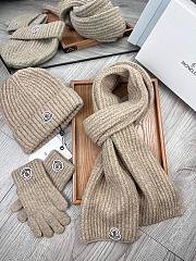Moncler Wool Beanie Scalf Gloves Set Beige 1164 - 5