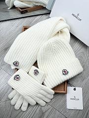 Moncler Wool Beanie Scalf Gloves Set White 1164 - 5