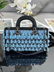 Dior Embroidered Drops of Blue Beads B930512 Size 26x13x5cm - 3