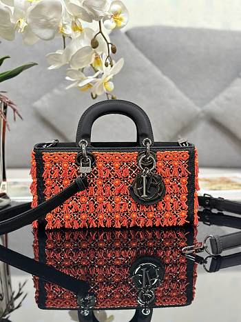 Dior Embroidered Drops of Red Beads B930513 Size 26x13x5cm