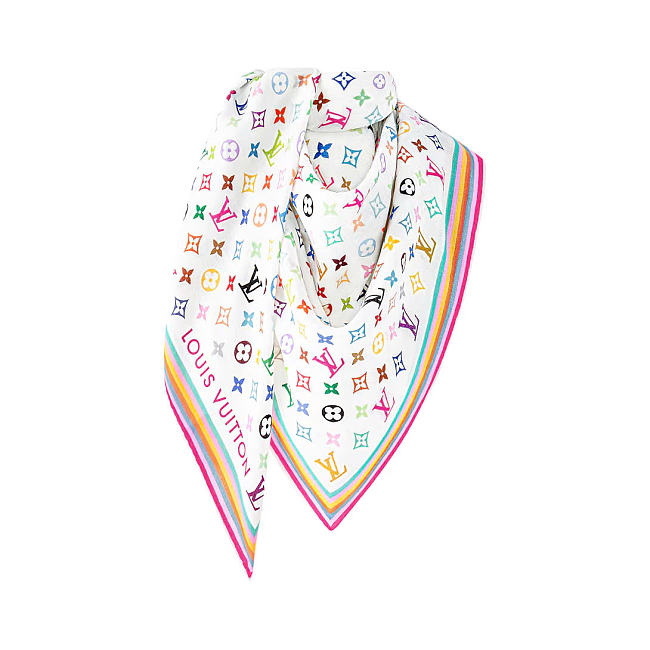 LV x TM Monogram Multicolor Shawl Blanc Size 134 x 134 cm - 1