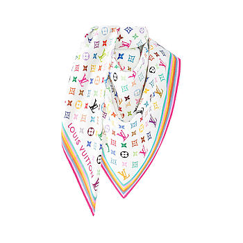 LV x TM Monogram Multicolor Shawl Blanc Size 134 x 134 cm