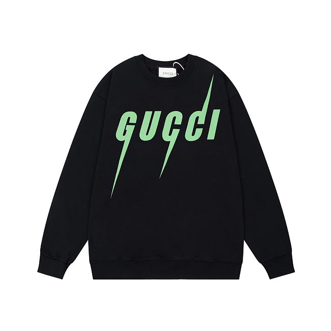 GUCCI SWEATSHIRT GREEN LOGO - 1