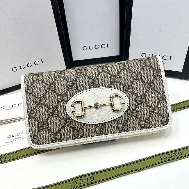 Gucci Horsebit 1955 Wallet White Size19x10X3CM - 1